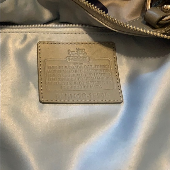 Satin Blue/grey coach handbag - Picture 4 of 5